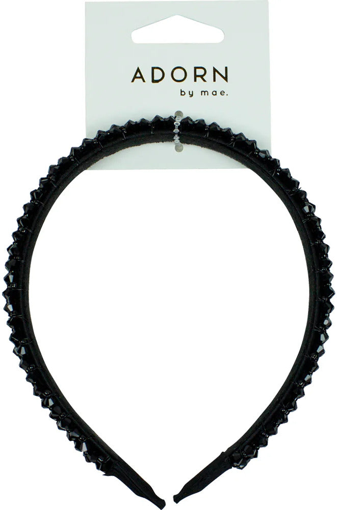 Mae: Luxe Headband - Beaded Black