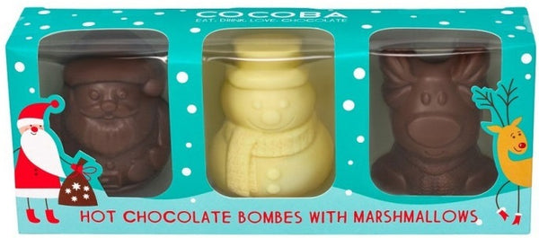 Cocoba: Christmas Character Hot Chocolate Bomb with Mini Marshmallows - 3 Pack (150g)