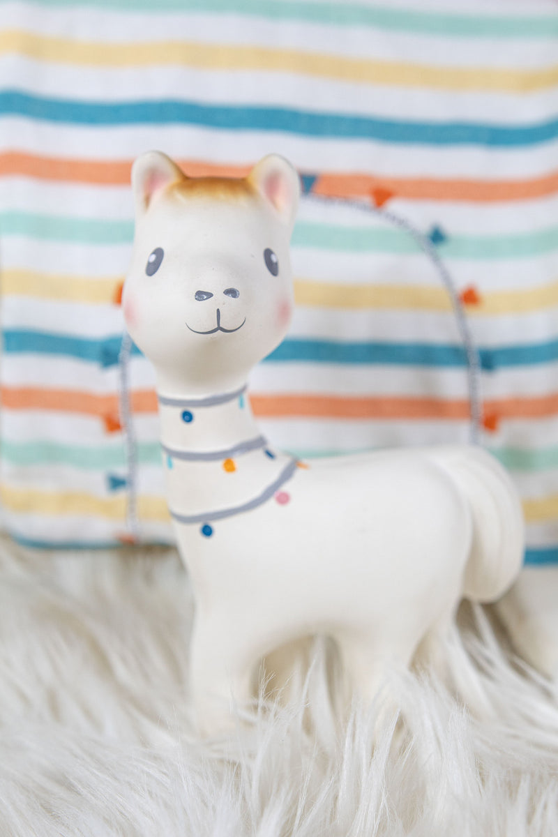 Tikiri: Natural Rubber Rattle Toy - Lilith the Llama (18cm)