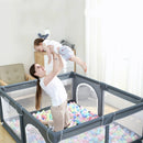 Collapsible Folding Mesh Baby Play Pen - 150cm x 180cm (Grey)