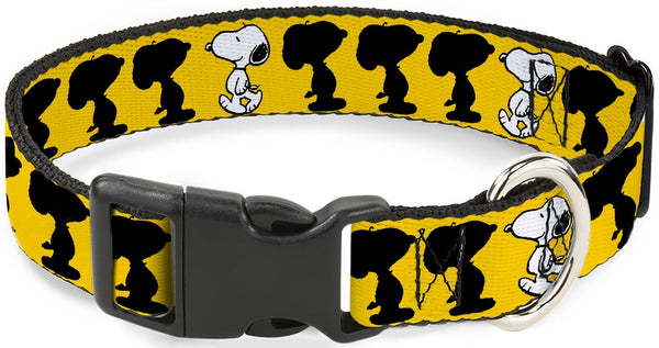 Peanuts: Snoopy Walking/Silhouette Pose Yellow - Plastic Clip Collar (1" Large)