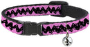 Peanuts: Charlie Brown Zig Zag Stripe Pink/Black - Breakaway Cat Collar with Bell