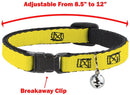 Peanuts: Charlie Brown Zig Zag Stripe Yellow/Black - Breakaway Cat Collar with Bell