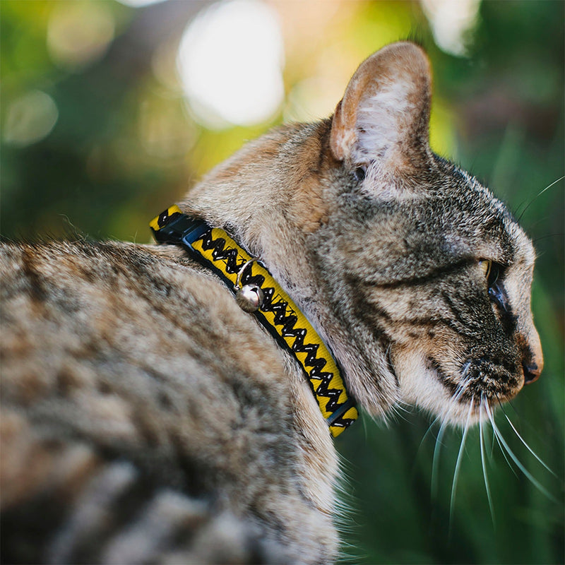 Peanuts: Charlie Brown Zig Zag Stripe Yellow/Black - Breakaway Cat Collar with Bell