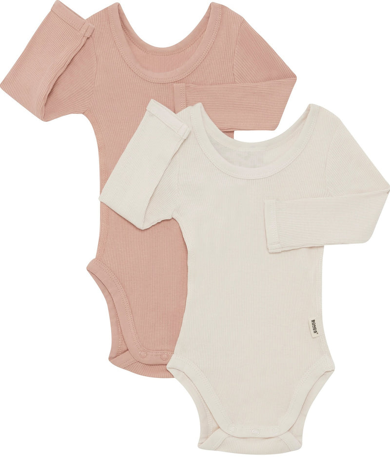 Bonds: Long Sleeve Original Bodysuit 2 Pack - Ceramic Dust/Macadamia (Size 0)