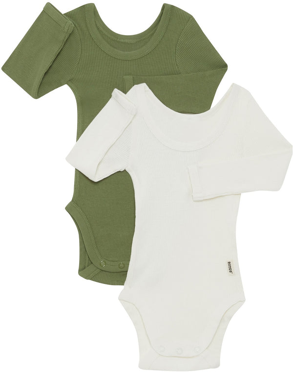 Bonds: Long Sleeve Original Bodysuit 2 Pack - Kelpie Green/Marscapone (Size 0)