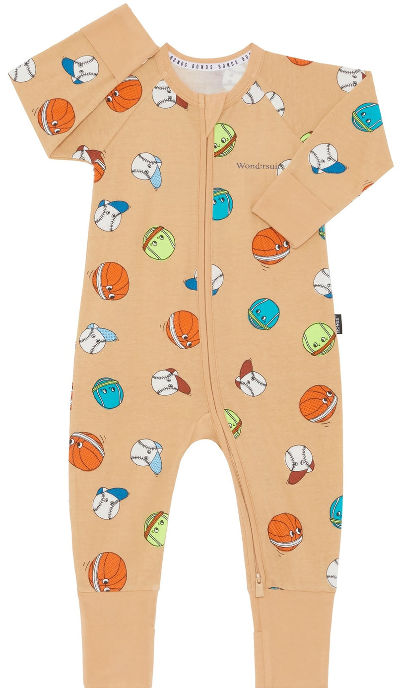 Bonds: Long Sleeve Zip Wondersuit - Hit Bounce Serve Sand (Size 0)