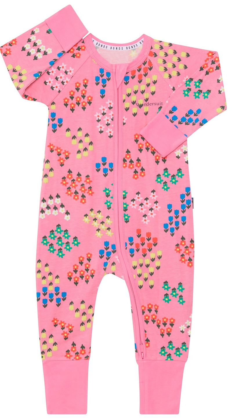 Bonds: Long Sleeve Zip Wondersuit - Blossomfield Pink (Size 00)