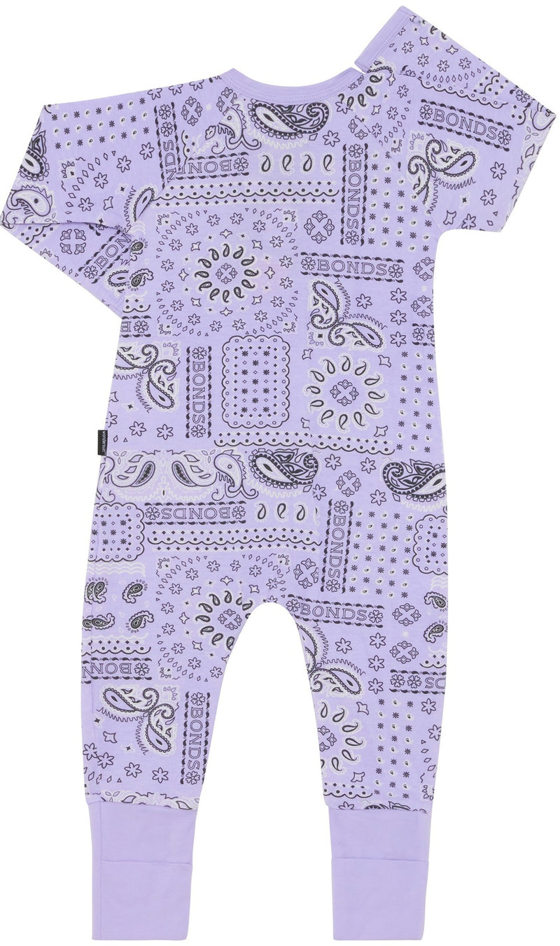 Bonds: Long Sleeve Zip Wondersuit - Paisley Paradise Lilac (Size 0)