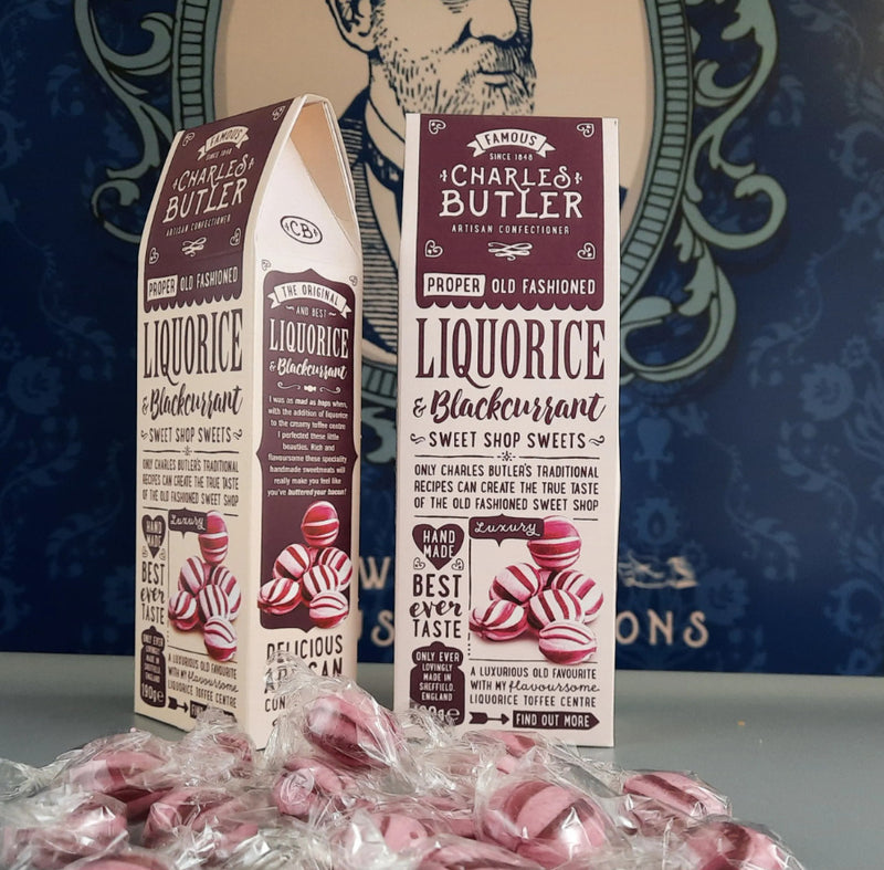 Charles Butler: Liquorice & Blackcurrant Sweets (190g)