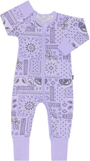 Bonds: Long Sleeve Zip Wondersuit - Paisley Paradise Lilac (Size 000)