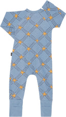 Bonds: Long Sleeve Zip Wondersuit - Starlit Check Blue (Size 00)