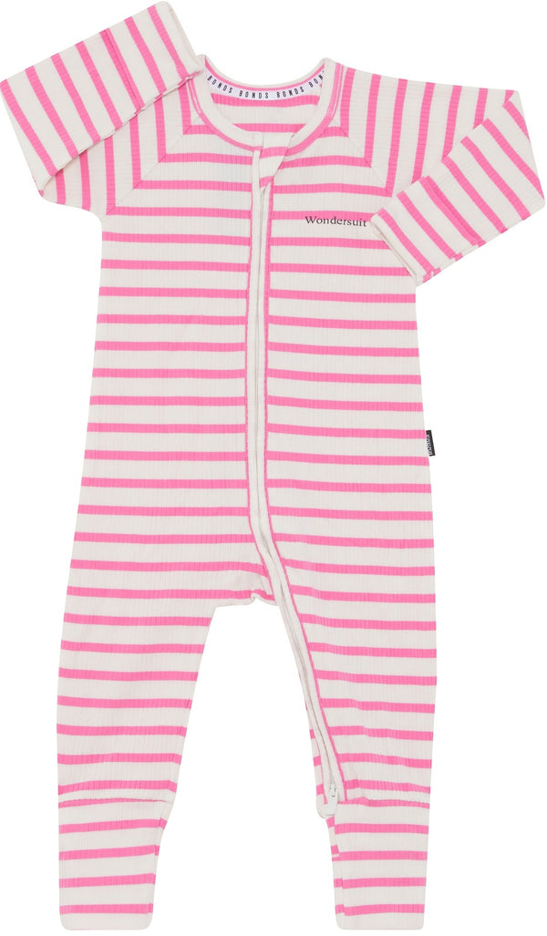 Bonds: Long Sleeve Zip Wondersuit - Lolly Ice Pink/Marscapone (Size 0)