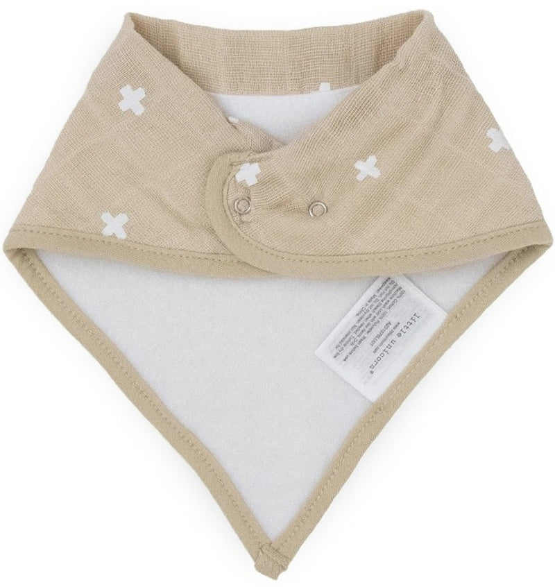 Little Unicorn: Cotton Muslin Fleece Bandana Bib Set - Taupe Cross (4 Pack)