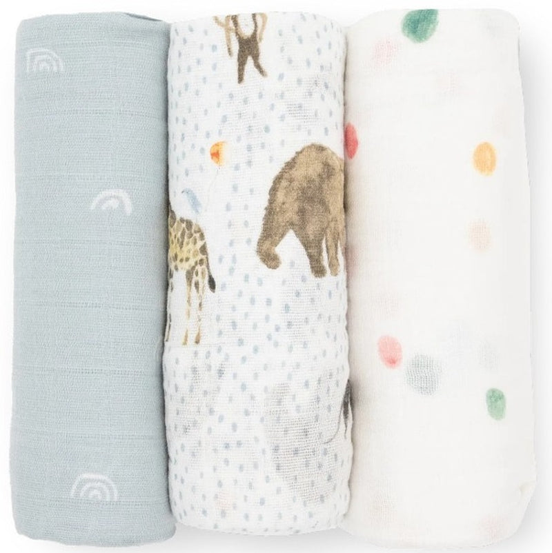 Little Unicorn: Cotton Muslin Swaddle Gift Set - Party Animals (3 Pack)