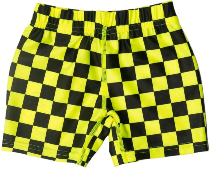 Nestling: Swim Shorts - Neon Yellow Check (3-4 years)