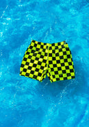 Nestling: Swim Shorts - Neon Yellow Check (3-4 years)