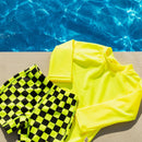 Nestling: Swim Shorts - Neon Yellow Check (6-12 months)