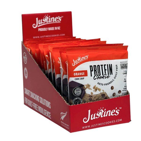 Justine's Protein Cookies - Keto Friendly - Orange Dark Choc Chip (60g) x 12