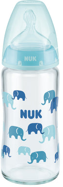 NUK: First Choice Plus Glass Baby Bottle - Blue Elephants (240ml)