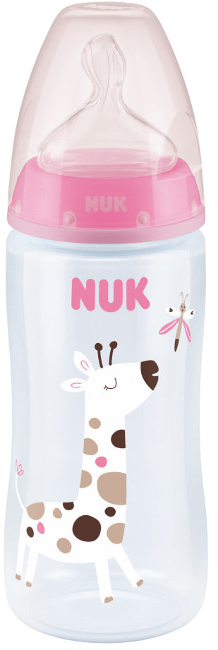 NUK: First Choice+ Baby Bottle with Temperature Control - Pink Giraffe (360ml)