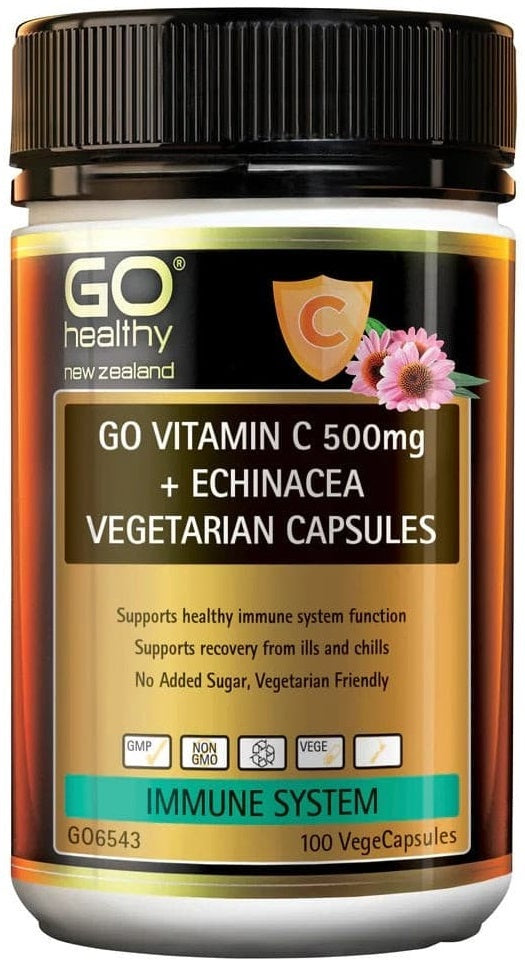 GO Healthy Go Vitamin C 500mg + Echinacea (100 Vege Capsules)