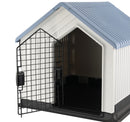 Zoomies Pet House With Iron Gate - White & Blue Roof