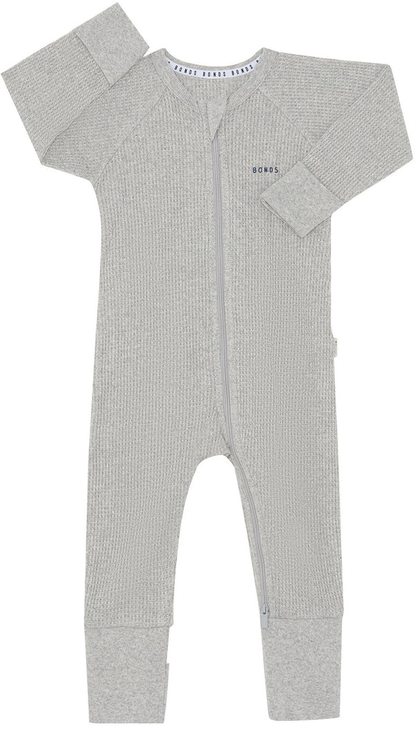 Bonds: Long Sleeve Waffle Zippy Wondersuit - New Grey Marle (Size 0000)