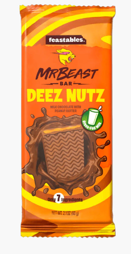 Mr Beast Feastables: Deez Nutz Chocolate Bar - 60g (10 Pack)