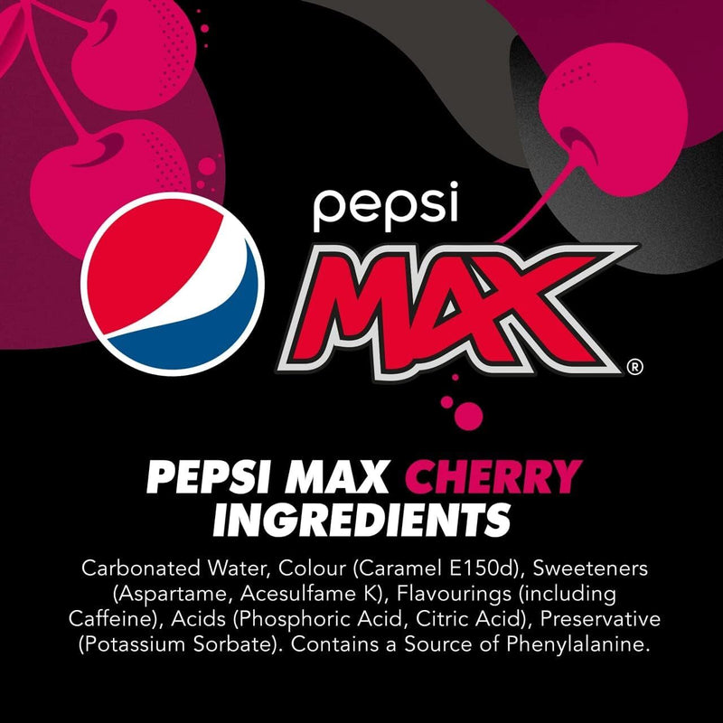 Pepsi Max Cherry No Sugar Cola Can - 330ml (24 Pack)