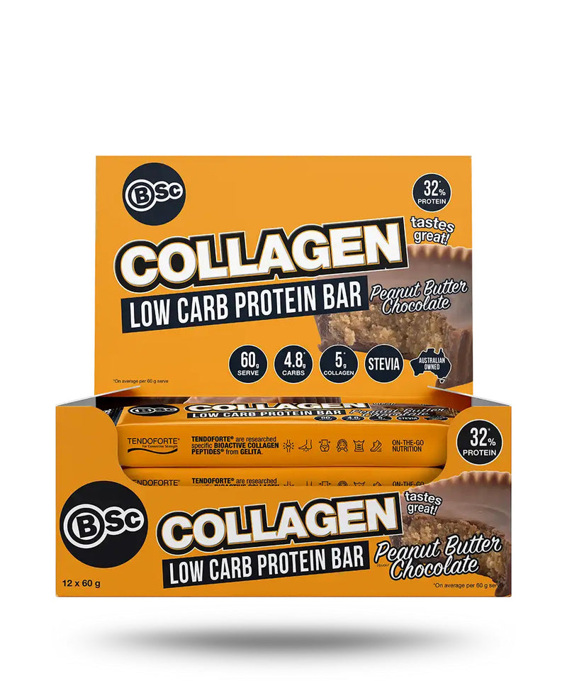 BSc BodyScience Collagen Low Carb Protein Bar - Peanut Butter Chocolate (60g) x 12