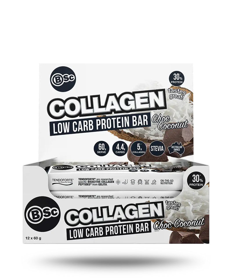 BSc BodyScience Collagen Low Carb Protein Bars - Choc Coconut (60g) x 12