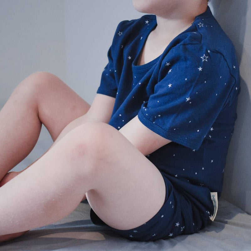 Woolbabe: Merino/Organic Cotton Summer Pyjamas - Tekapo Stars (2 Years)