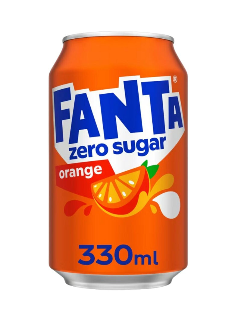 Fanta Zero Orange Soft Drink Can - 330ml (24 Pack)