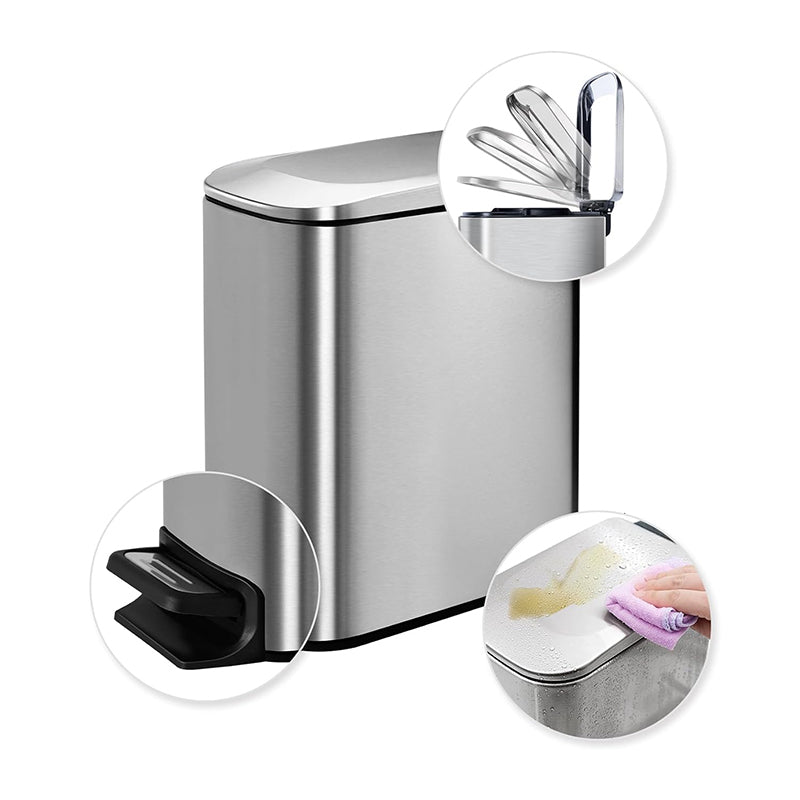 STORFEX 6L Stainless Steel Garbage Can - Silver