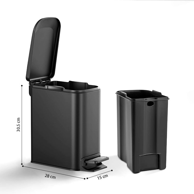 STORFEX 6L Stainless Steel Garbage Can - Black