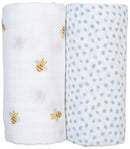 Lulujo: Cotton Swaddles - Bees & Dots (2 Pack)