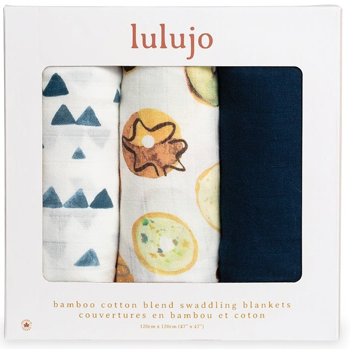 Lulujo: Bamboo Swaddle - Blue Baby (3 Pack)