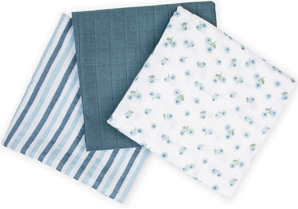 Lulujo: Mini Muslin Cloth - Blueberries (3 Pack)