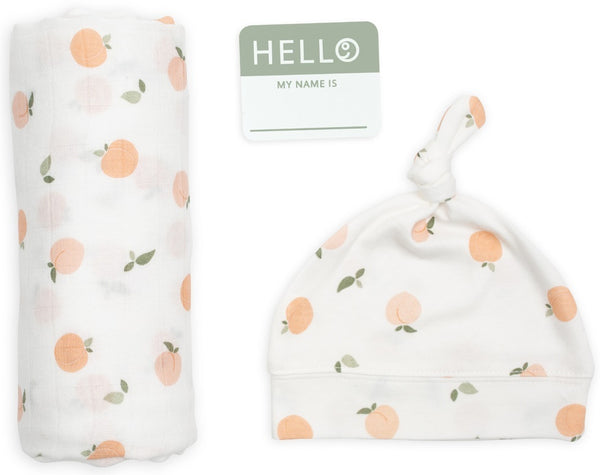 Lulujo: Bamboo Hat and Swaddle Blanket - Peaches