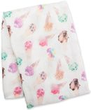 Lulujo: Muslin Bamboo Swaddle - Ice Cream