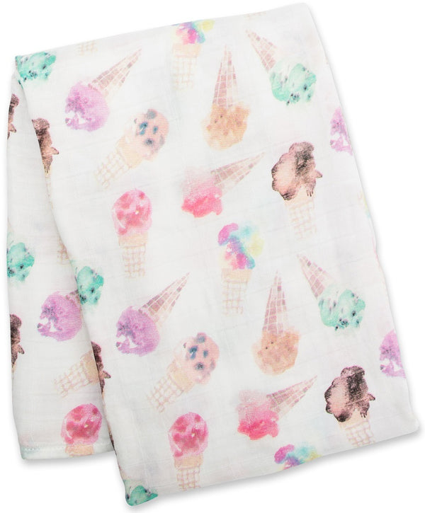 Lulujo: Muslin Bamboo Swaddle - Ice Cream