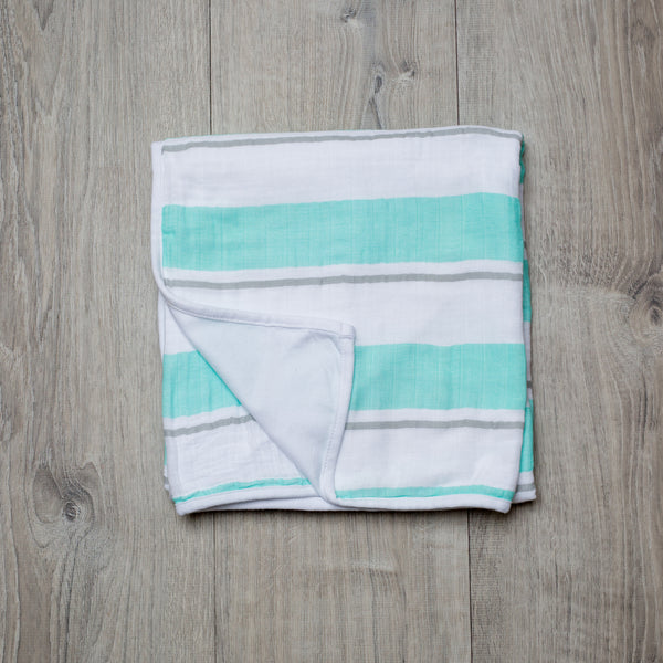 Lulujo: Childhood Blanket - Aqua Stripe