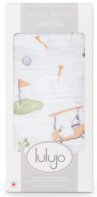 Lulujo: Muslin Cotton Swaddle - Golf