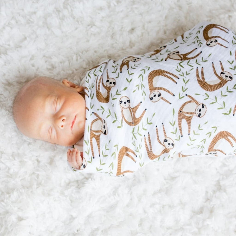 Lulujo: Muslin Cotton Swaddle - Sloth