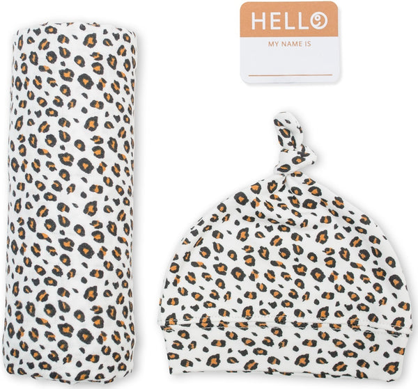 Lulujo: Bamboo Hat and Swaddle Blanket - Leopard