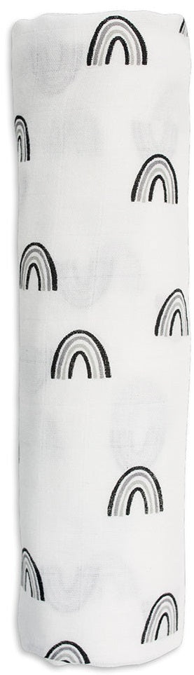 Lulujo: Muslin Bamboo Swaddle - Black Rainbow