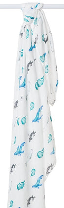 Lulujo: Muslin Bamboo Swaddle - Whales