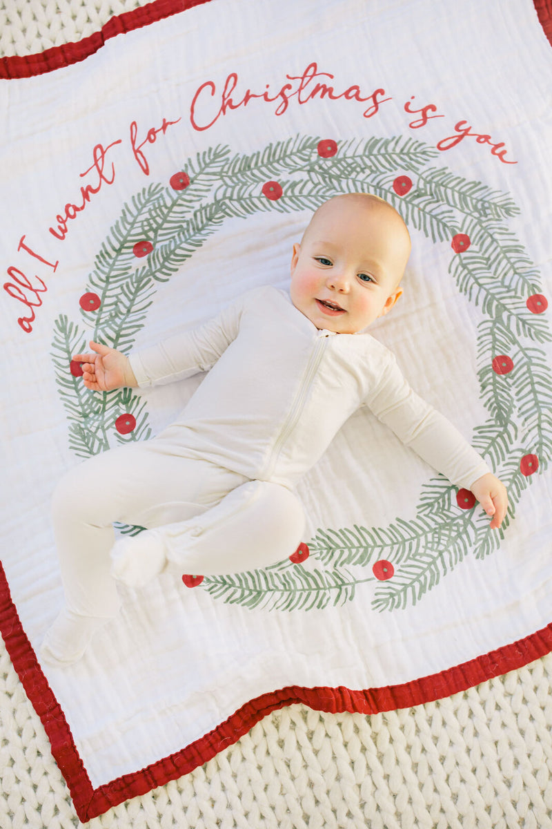 Lulujo: Muslin Cotton Quilt - Christmas Gingerbread