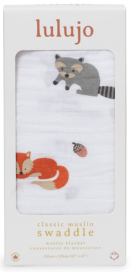 Lulujo: Muslin Cotton Swaddle - Forest Friend